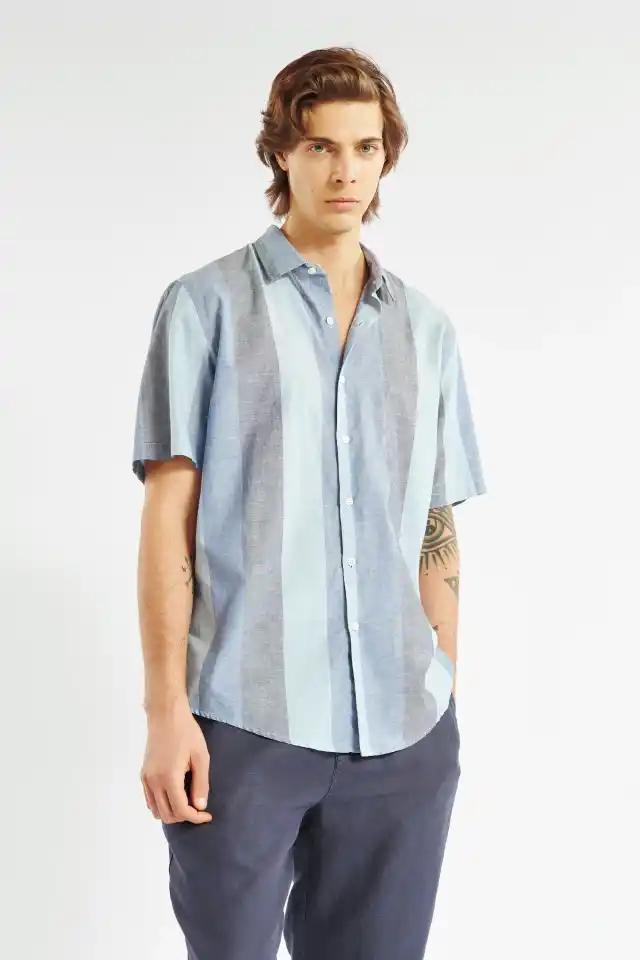 CAMISA CERDEÑA LINO RAYA FINA M/L