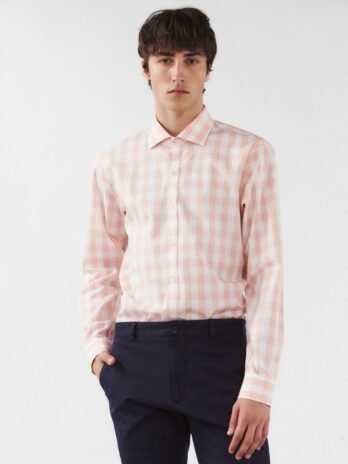 CAMISA SLIM CUADROS ROSA